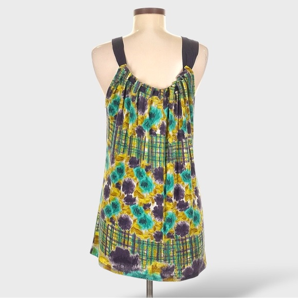 Anthropologie Deletta Tunic Top Women’s Medium Multicolor Floral Silk Straps - Picture 2 of 11